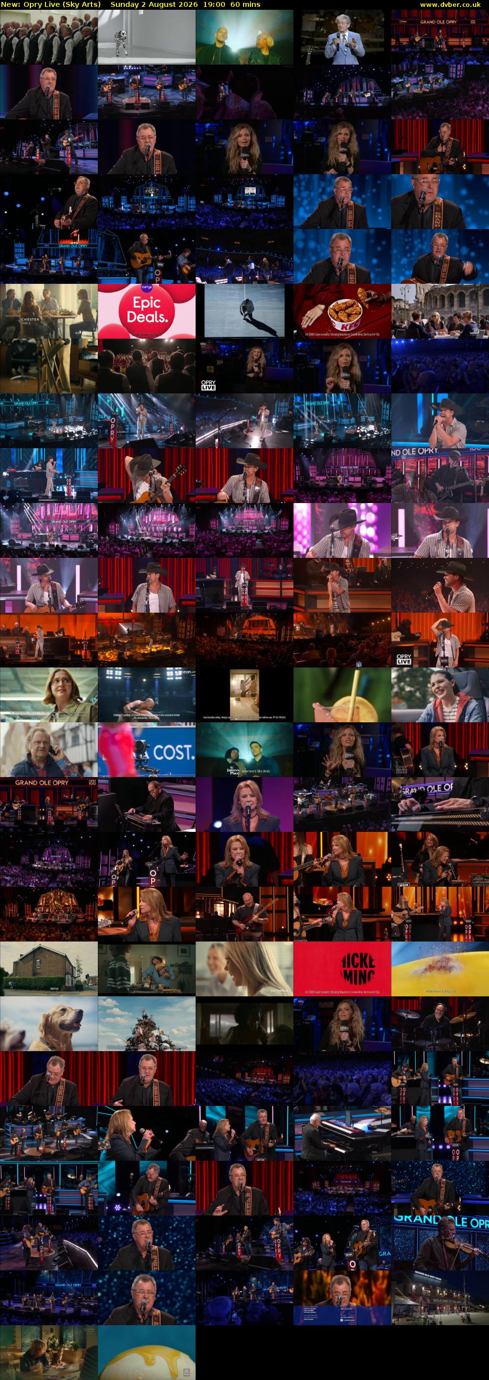 Opry Live (Sky Arts) Sunday 2 August 2026 19:00 - 20:00