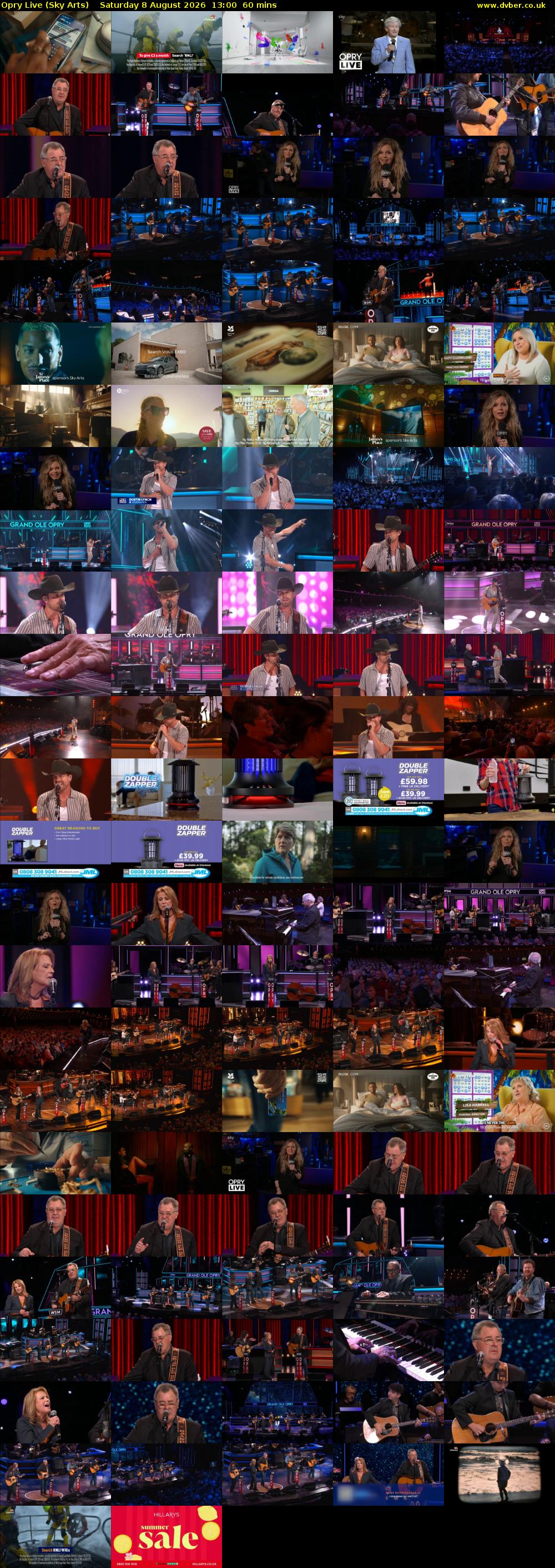 Opry Live (Sky Arts) Saturday 8 August 2026 13:00 - 14:00