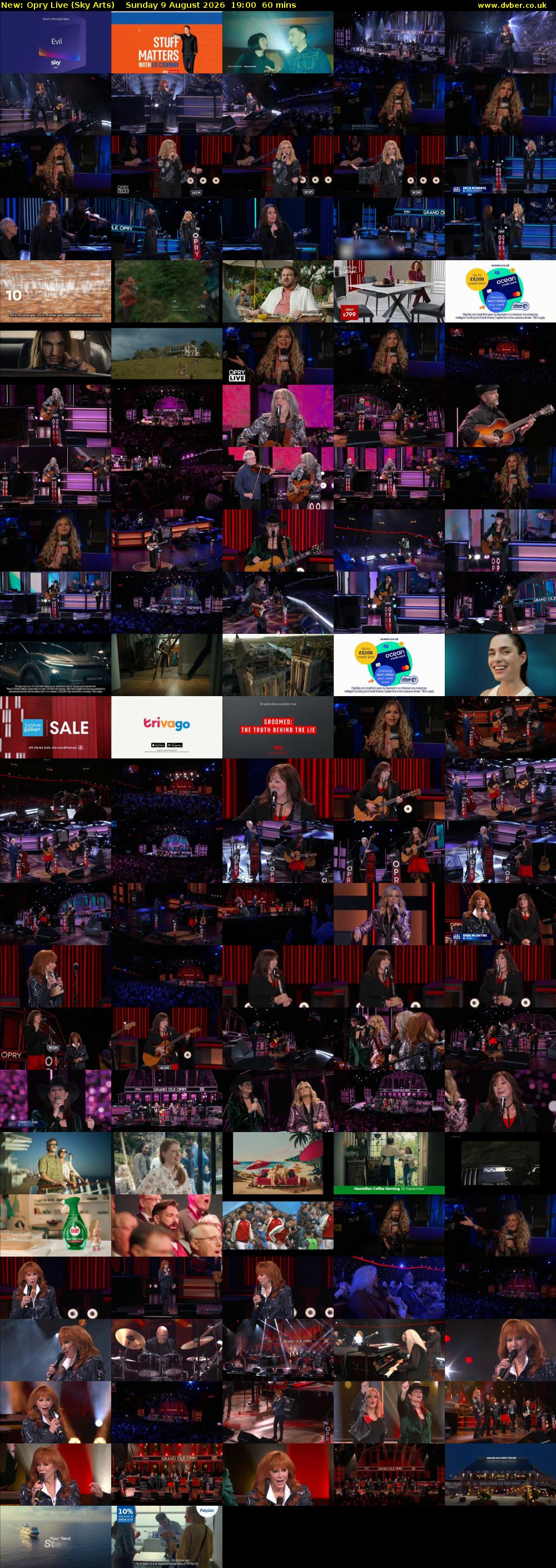 Opry Live (Sky Arts) Sunday 9 August 2026 19:00 - 20:00