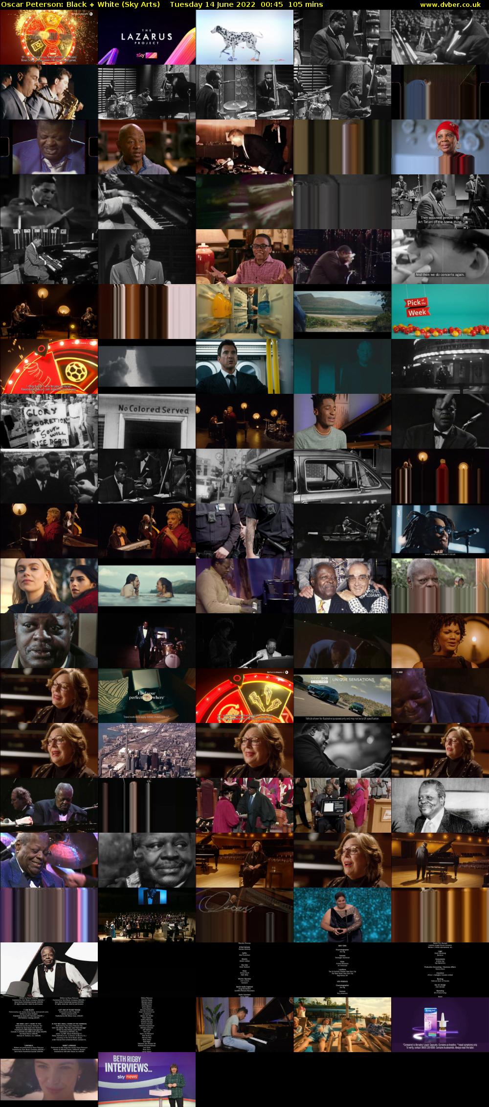 Oscar Peterson: Black + White (Sky Arts) Tuesday 14 June 2022 00:45 - 02:30