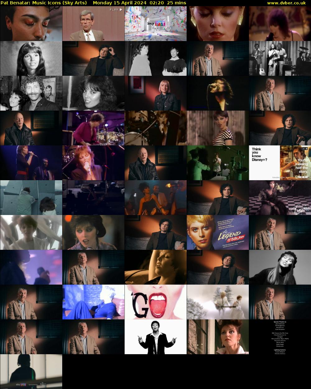 Pat Benatar: Music Icons (Sky Arts) Monday 15 April 2024 02:20 - 02:45