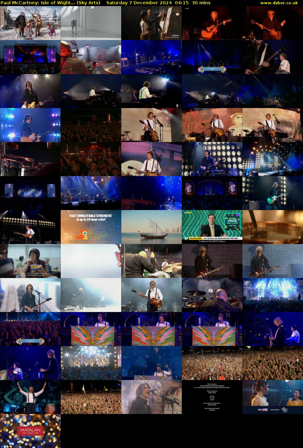 Paul McCartney: Isle of Wight... (Sky Arts) Saturday 7 December 2024 04:15 - 04:45