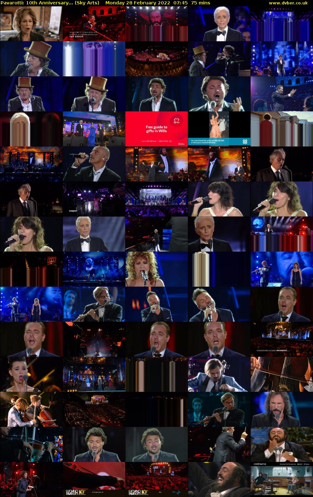 Pavarotti: 10th Anniversary... (Sky Arts) Monday 28 February 2022 07:45 - 09:00