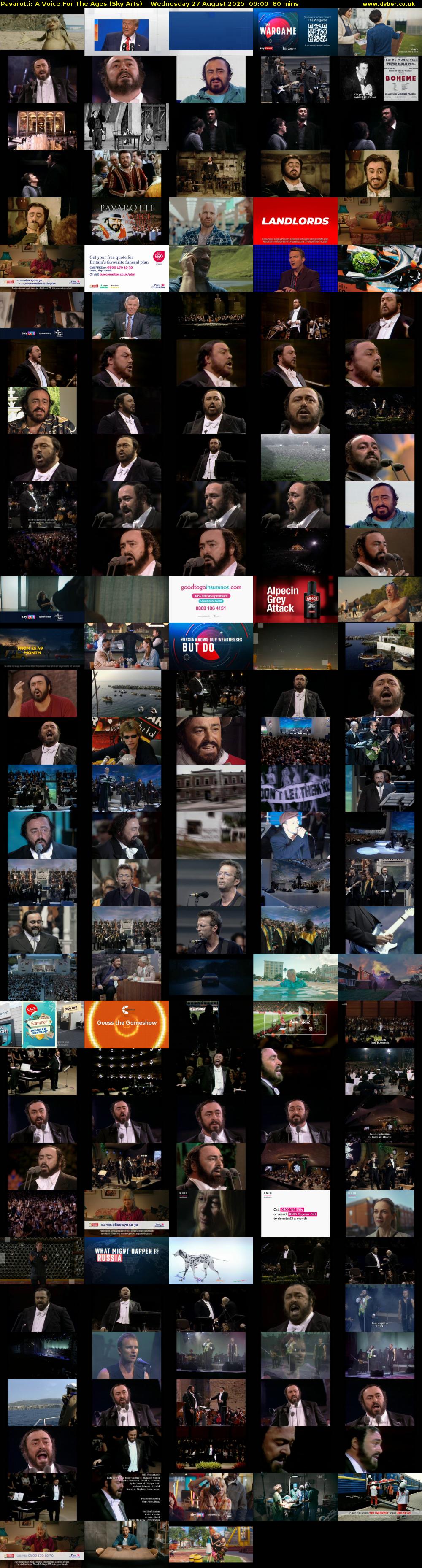 Pavarotti: A Voice For The Ages (Sky Arts) Wednesday 27 August 2025 06:00 - 07:20