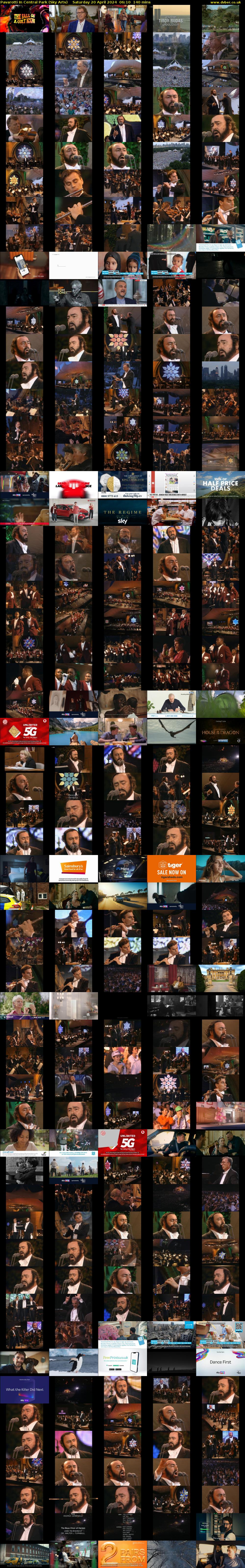 Pavarotti In Central Park (Sky Arts) Saturday 20 April 2024 06:10 - 08:30