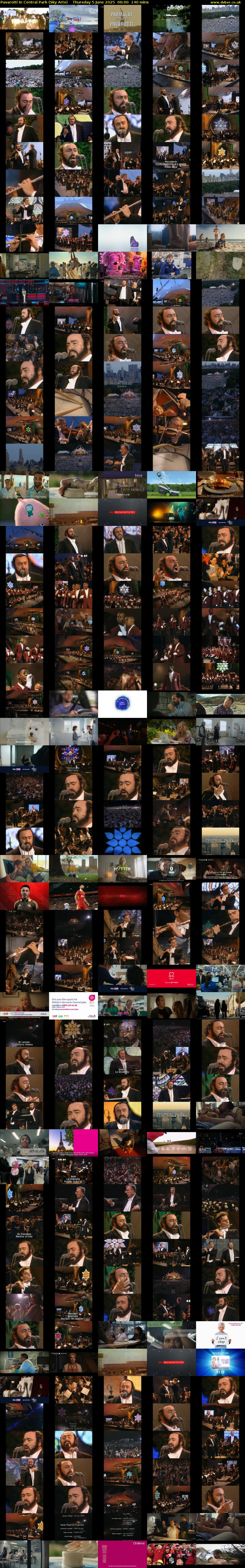 Pavarotti In Central Park (Sky Arts) Thursday 5 June 2025 06:00 - 08:20