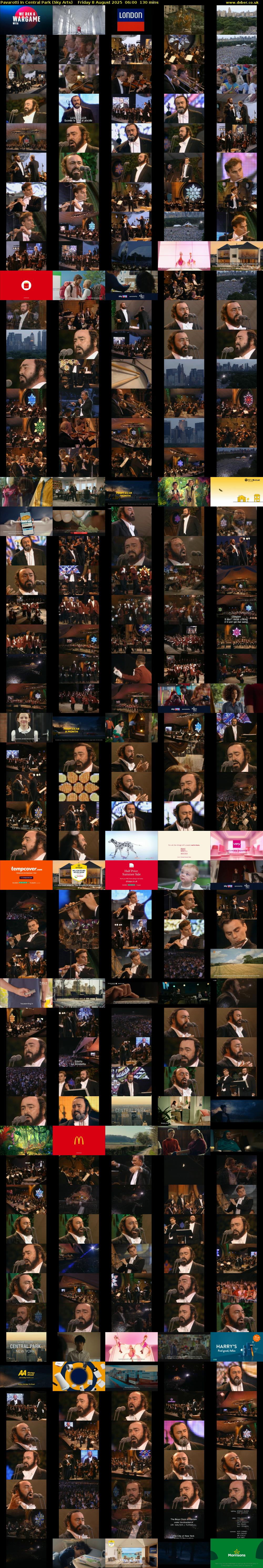 Pavarotti In Central Park (Sky Arts) Friday 8 August 2025 06:00 - 08:10