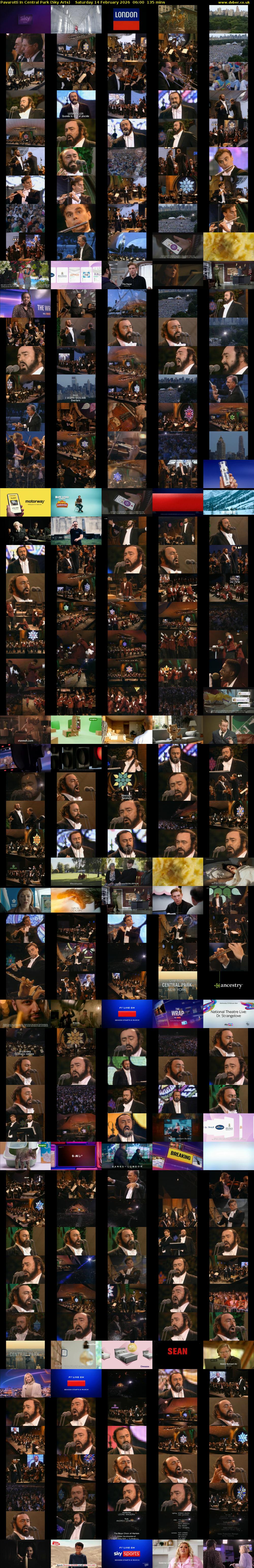 Pavarotti In Central Park (Sky Arts) Saturday 14 February 2026 06:00 - 08:15