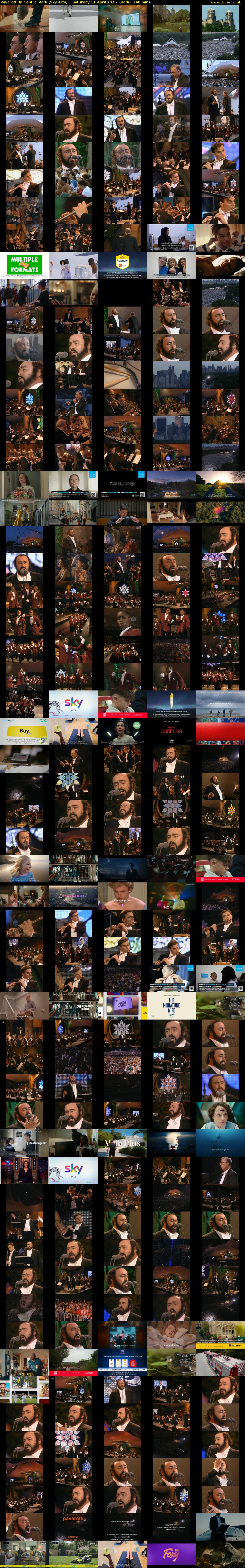 Pavarotti In Central Park (Sky Arts) Saturday 11 April 2026 06:00 - 08:20