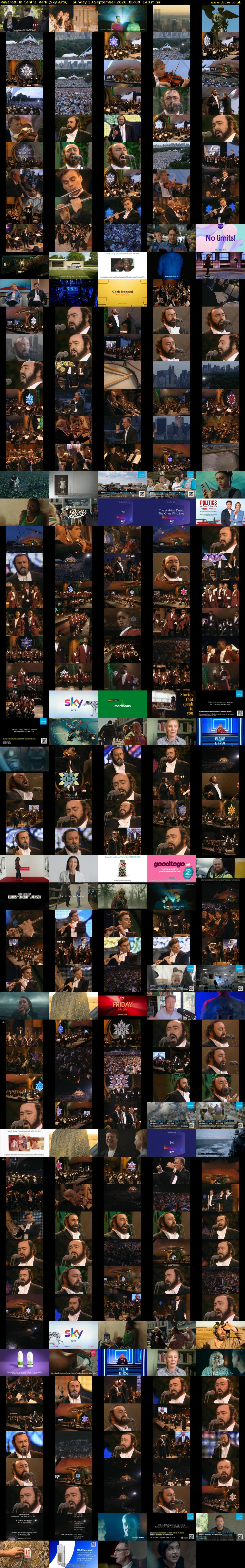 Pavarotti In Central Park (Sky Arts) Sunday 13 September 2026 06:00 - 08:20