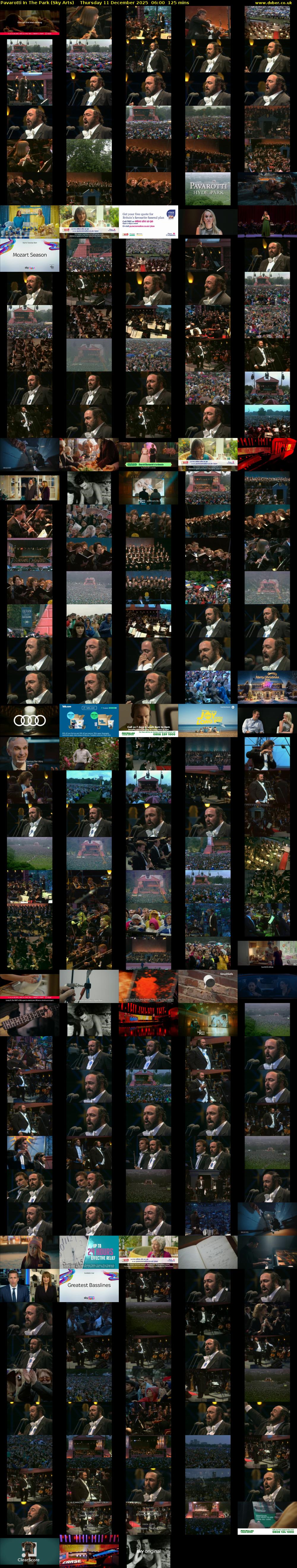 Pavarotti In The Park (Sky Arts) Thursday 11 December 2025 06:00 - 08:05