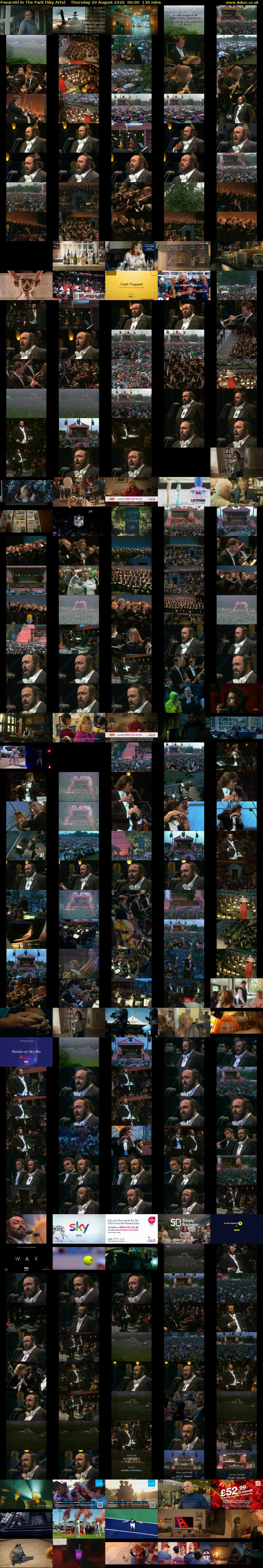 Pavarotti In The Park (Sky Arts) Thursday 20 August 2026 06:00 - 08:10