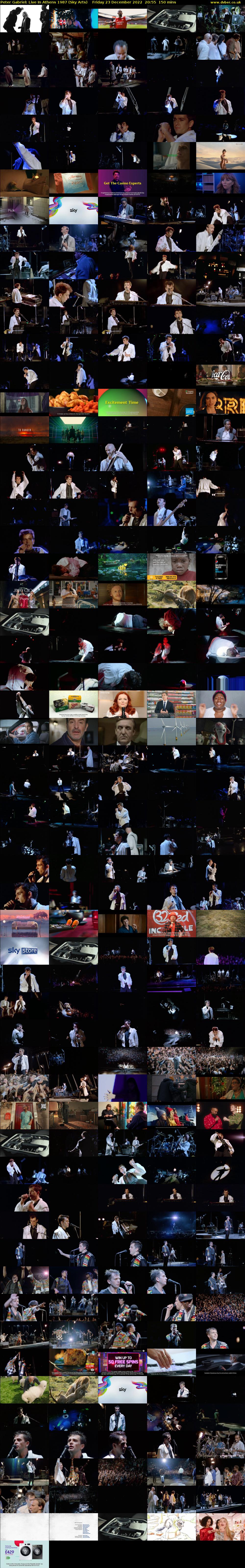 Peter Gabriel: Live In Athens 1987 (Sky Arts) Friday 23 December 2022 20:55 - 23:25