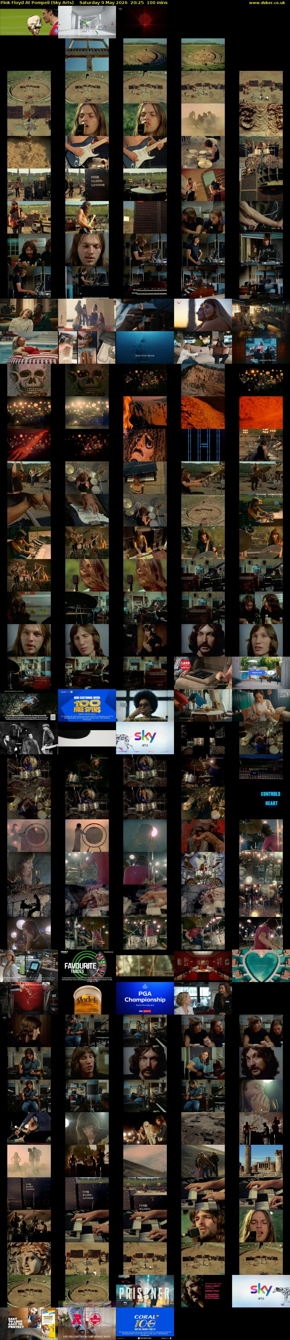 Pink Floyd At Pompeii (Sky Arts) Saturday 9 May 2026 20:25 - 22:05