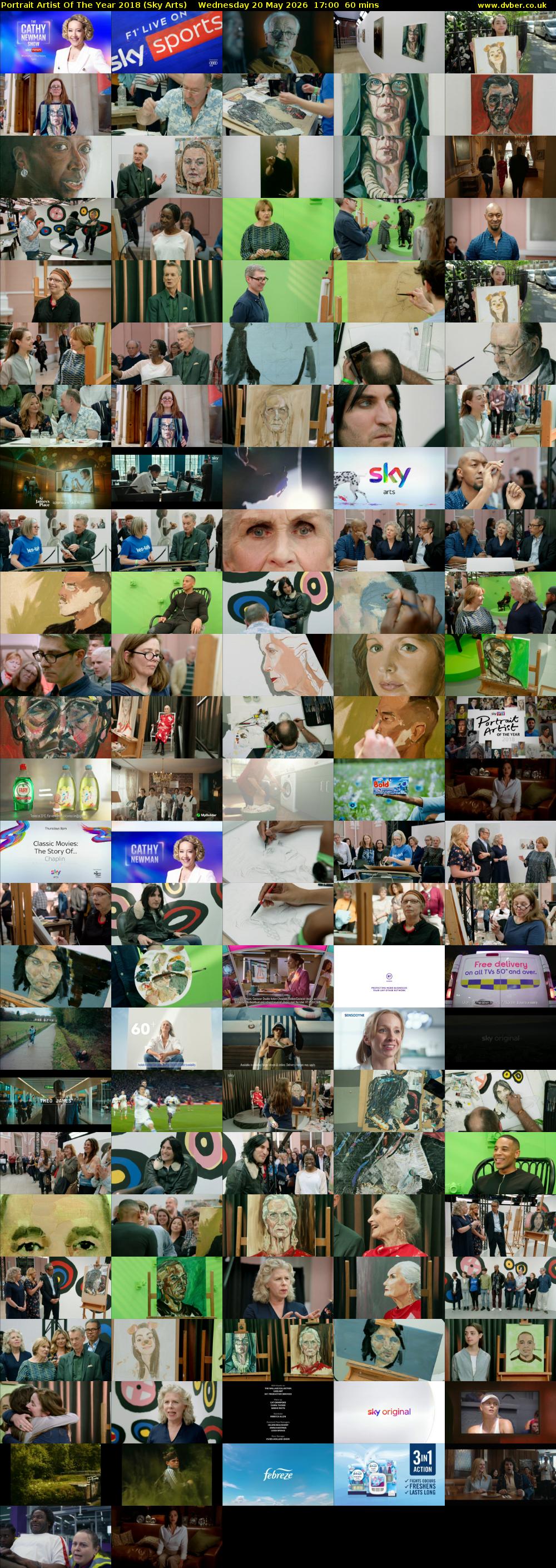 Portrait Artist Of The Year 2018 (Sky Arts) Wednesday 20 May 2026 17:00 - 18:00