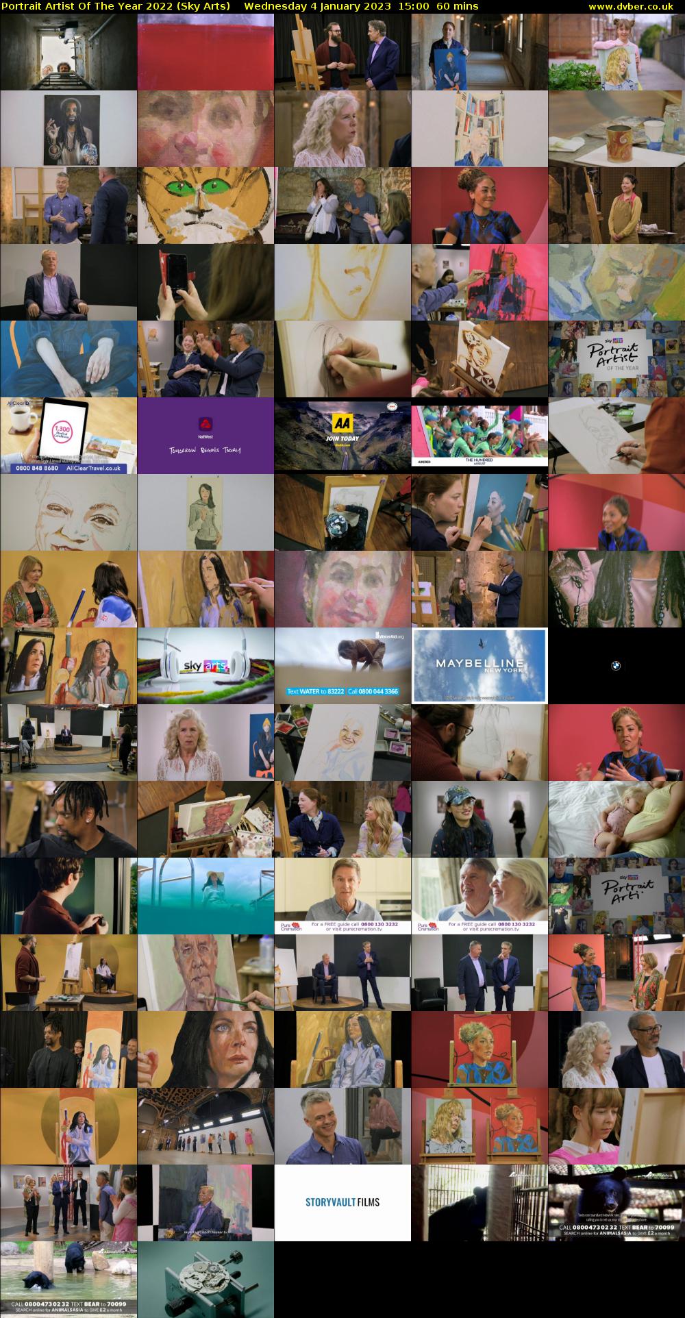 Portrait Artist Of The Year 2022 (Sky Arts) Wednesday 4 January 2023 15:00 - 16:00