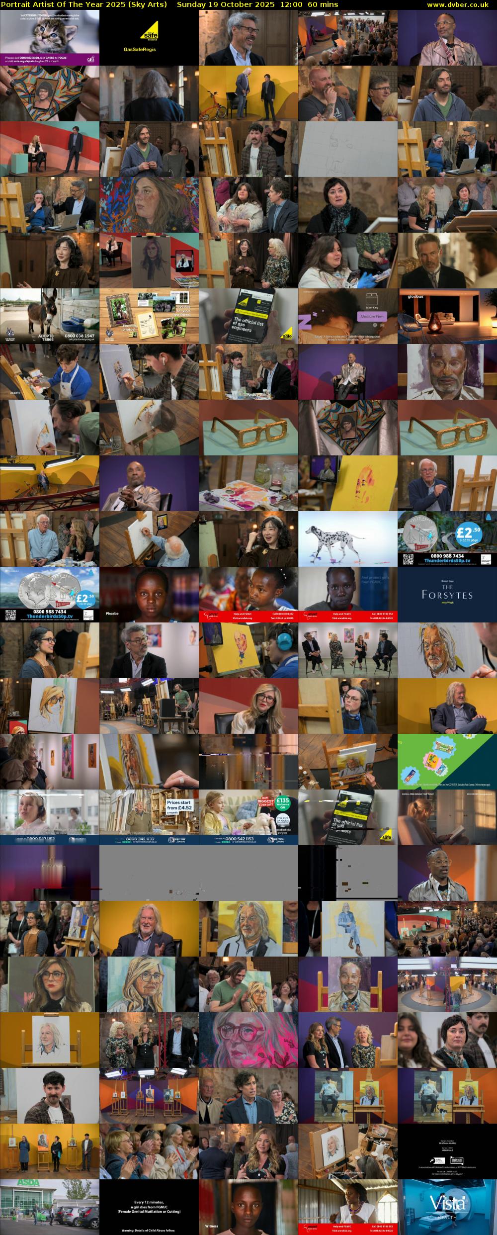 Portrait Artist Of The Year 2025 (Sky Arts) Sunday 19 October 2025 12:00 - 13:00