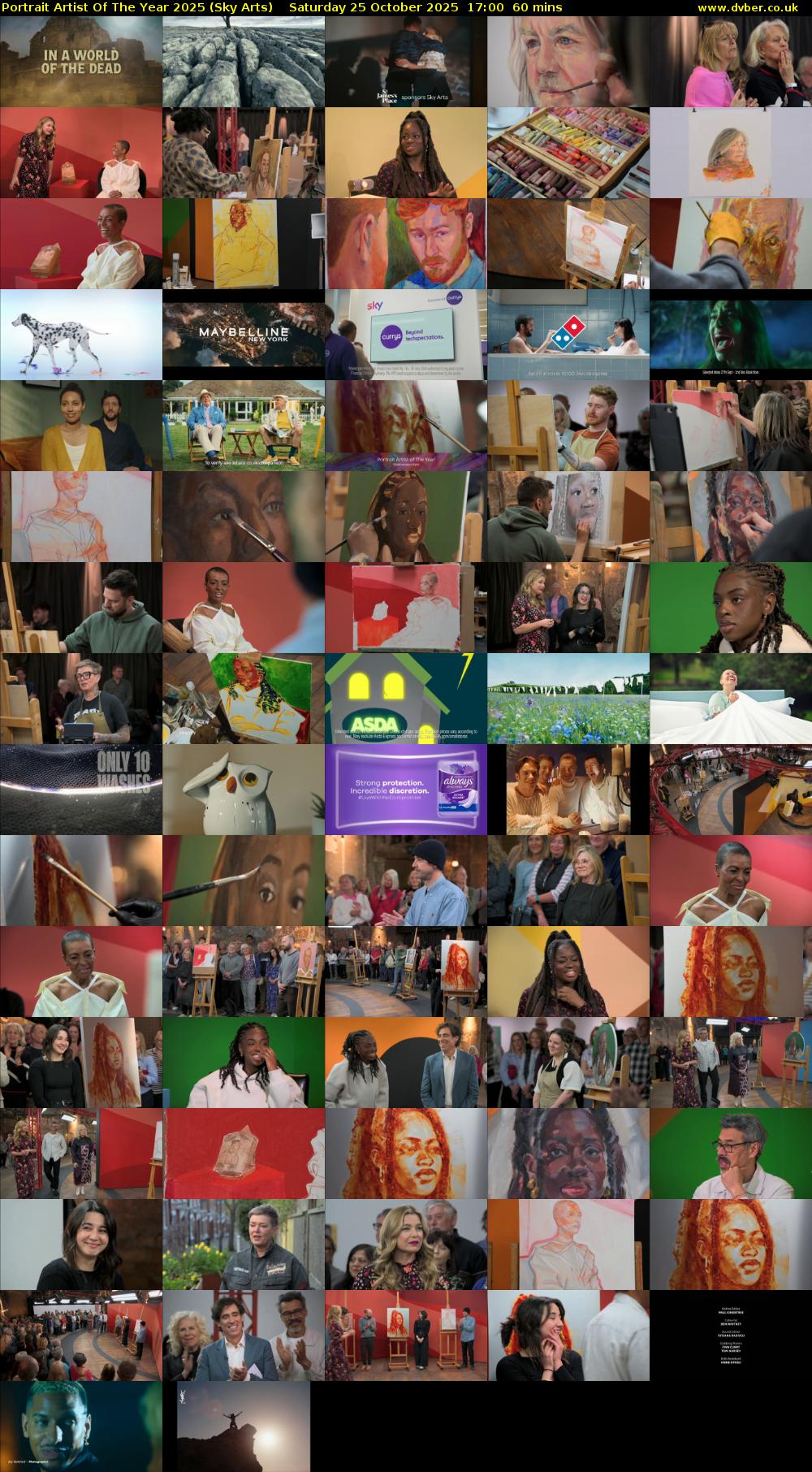 Portrait Artist Of The Year 2025 (Sky Arts) Saturday 25 October 2025 17:00 - 18:00