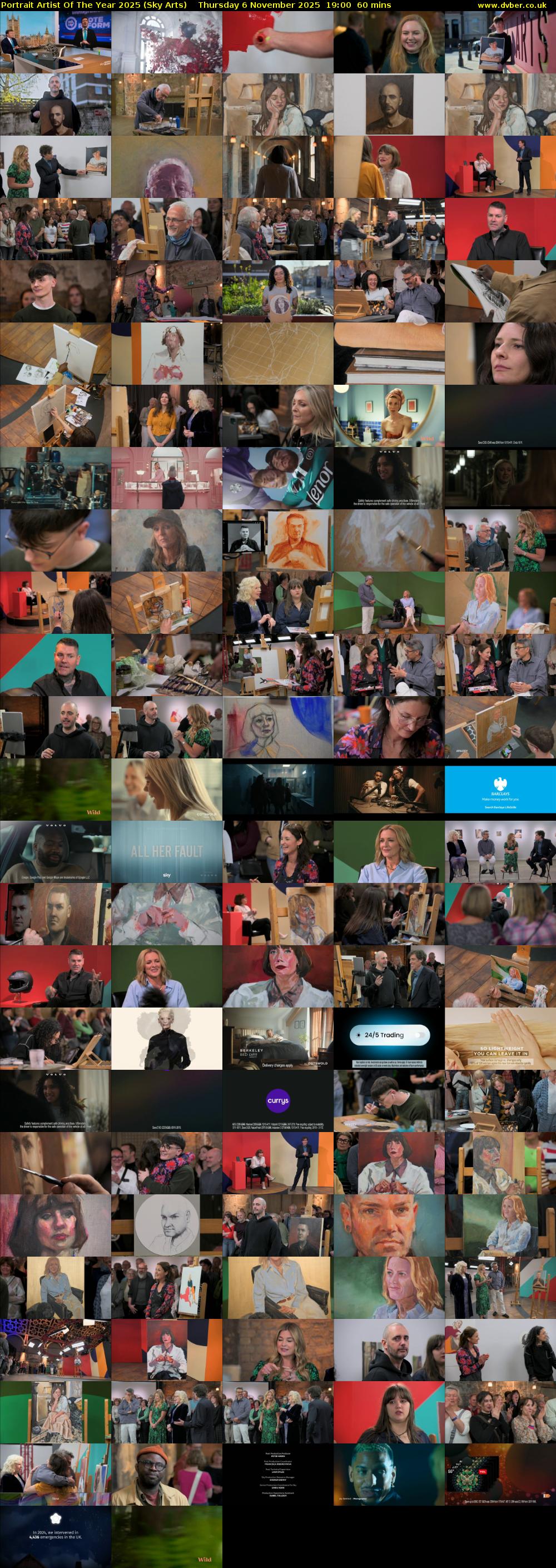 Portrait Artist Of The Year 2025 (Sky Arts) Thursday 6 November 2025 19:00 - 20:00