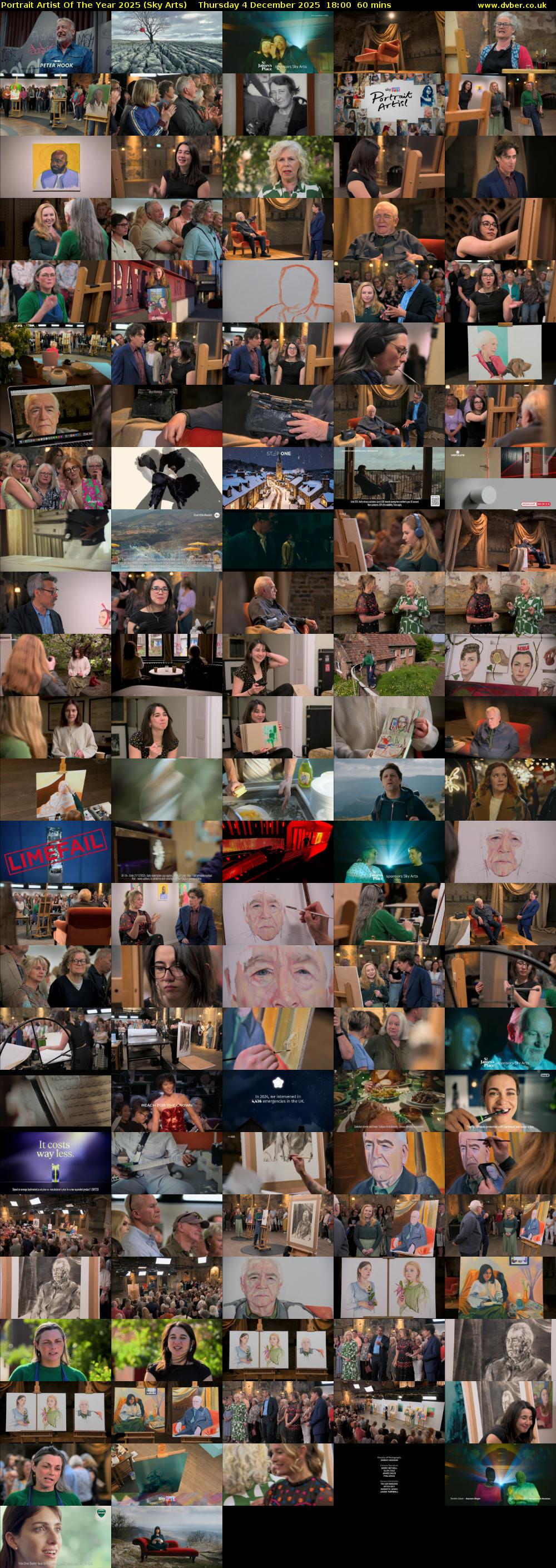 Portrait Artist Of The Year 2025 (Sky Arts) Thursday 4 December 2025 18:00 - 19:00