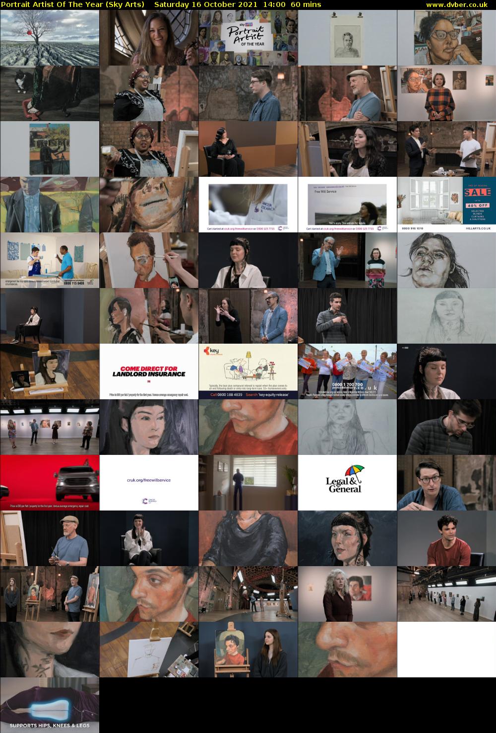 Portrait Artist Of The Year (Sky Arts) Saturday 16 October 2021 14:00 - 15:00