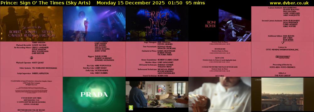 Prince: Sign O' The Times (Sky Arts) Monday 15 December 2025 01:50 - 03:25