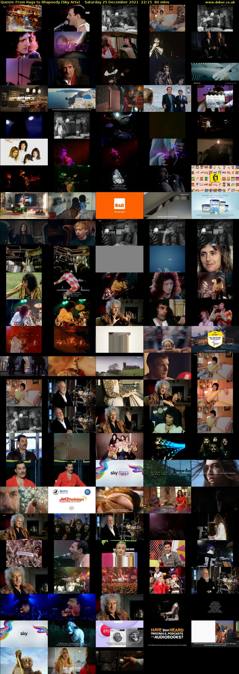 Queen: From Rags to Rhapsody (Sky Arts) Saturday 25 December 2021 22:15 - 23:35