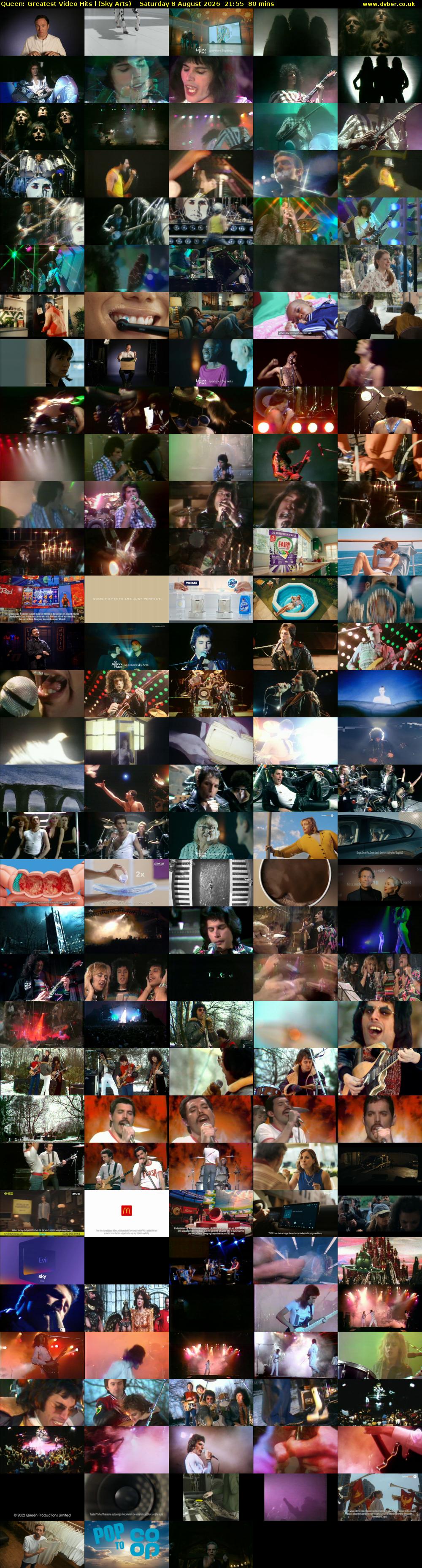 Queen: Greatest Video Hits l (Sky Arts) Saturday 8 August 2026 21:55 - 23:15