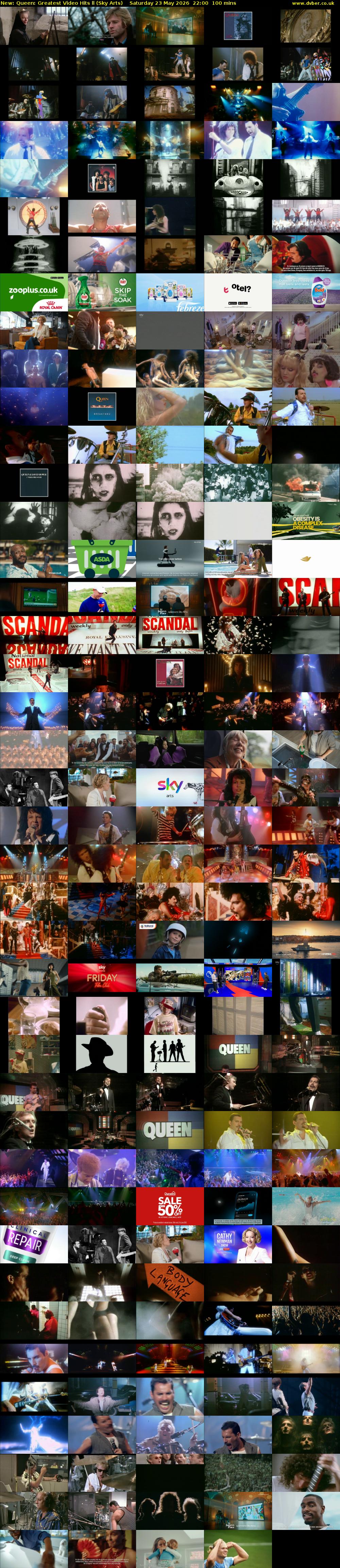 Queen: Greatest Video Hits ll (Sky Arts) Saturday 23 May 2026 22:00 - 23:40