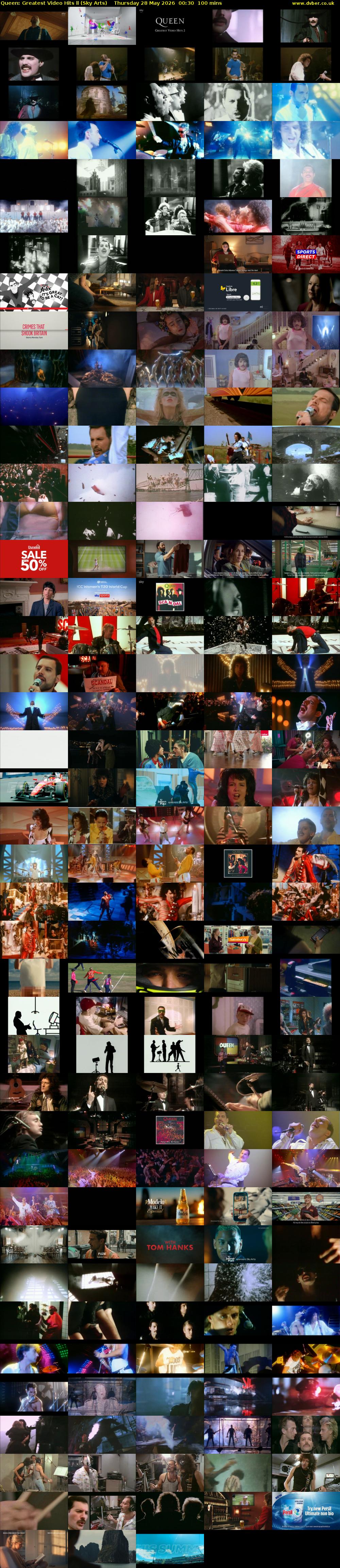 Queen: Greatest Video Hits ll (Sky Arts) Thursday 28 May 2026 00:30 - 02:10