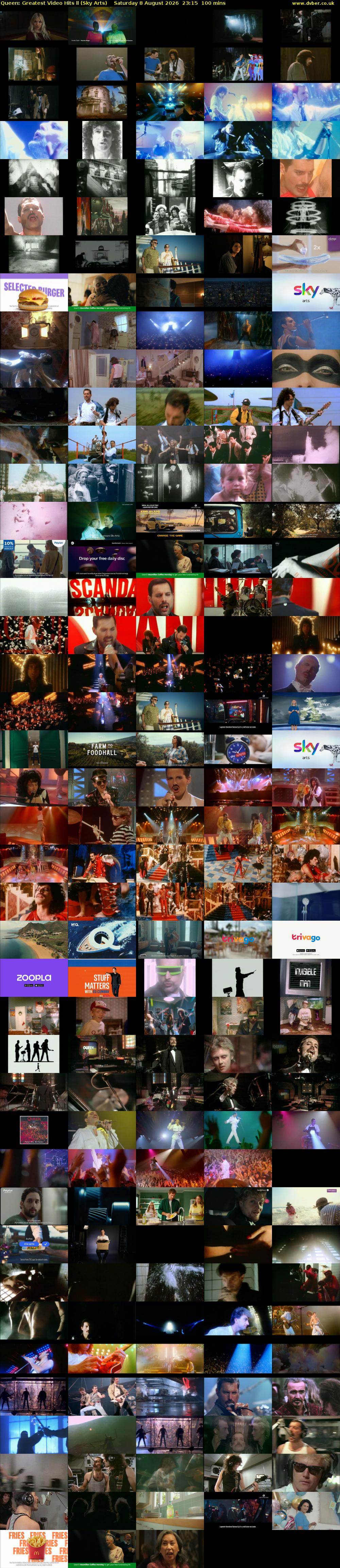 Queen: Greatest Video Hits ll (Sky Arts) Saturday 8 August 2026 23:15 - 00:55