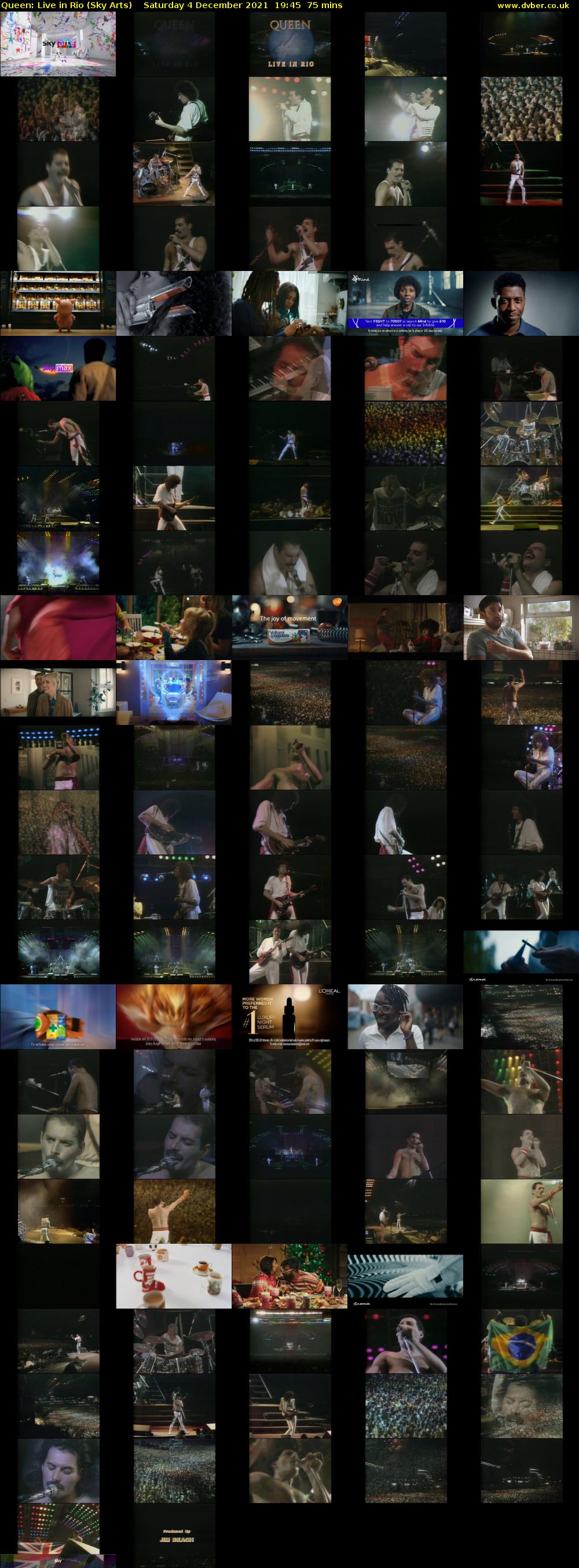 Queen: Live in Rio (Sky Arts) Saturday 4 December 2021 19:45 - 21:00