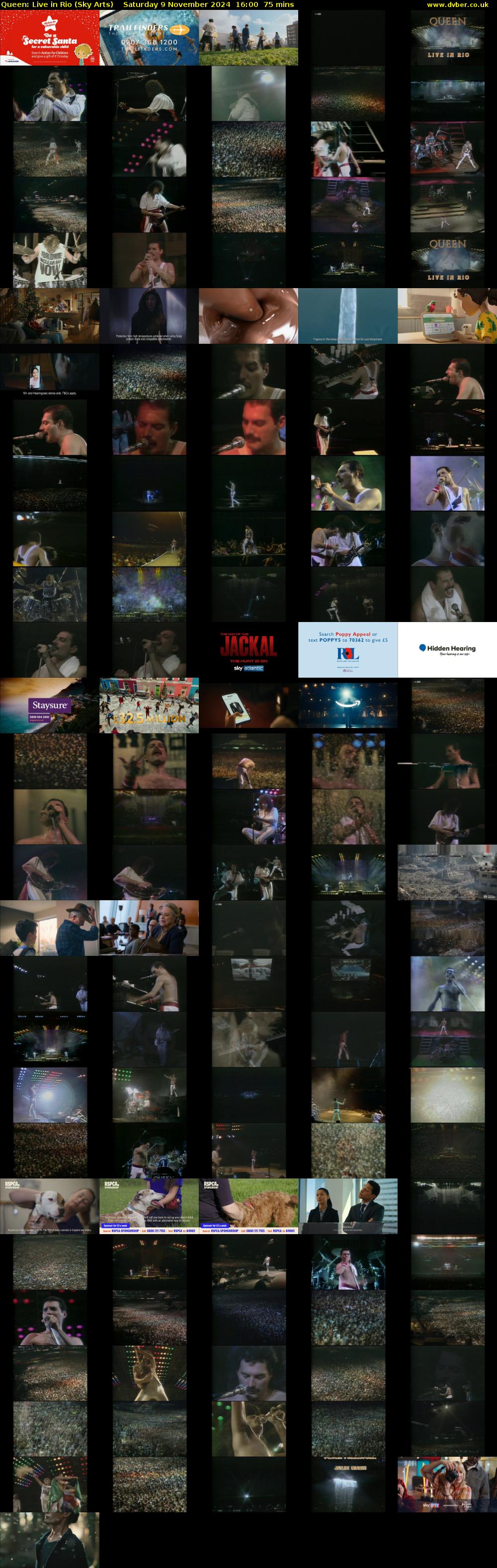Queen: Live in Rio (Sky Arts) Saturday 9 November 2024 16:00 - 17:15