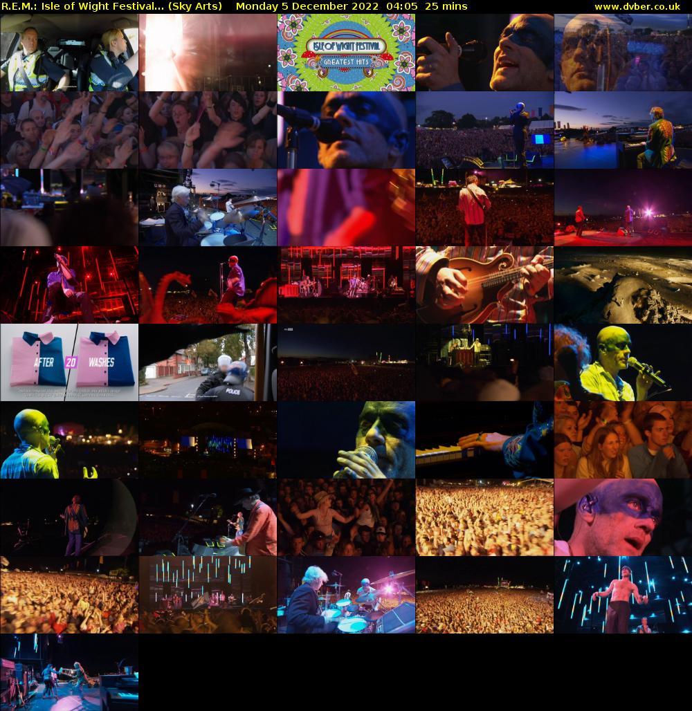 R.E.M.: Isle of Wight Festival... (Sky Arts) Monday 5 December 2022 04:05 - 04:30