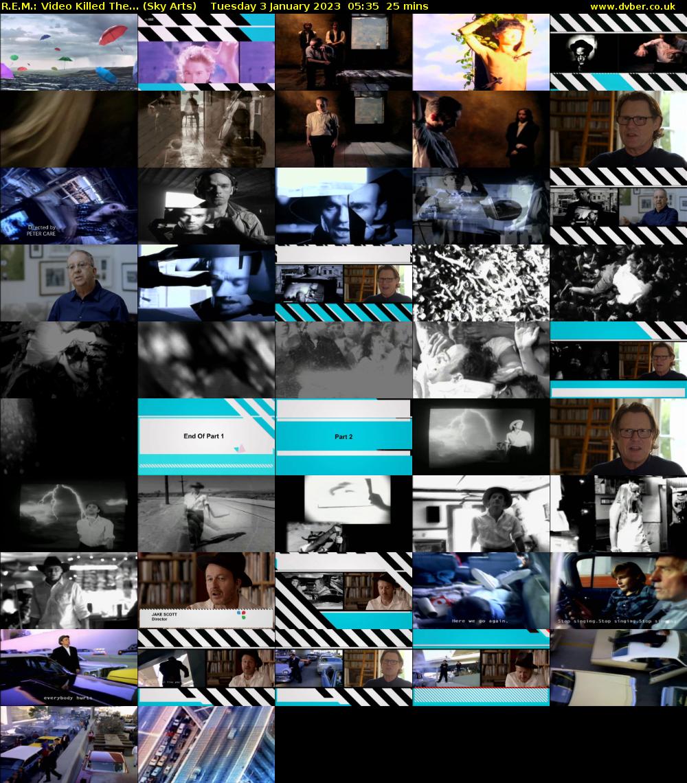 R.E.M.: Video Killed The... (Sky Arts) Tuesday 3 January 2023 05:35 - 06:00