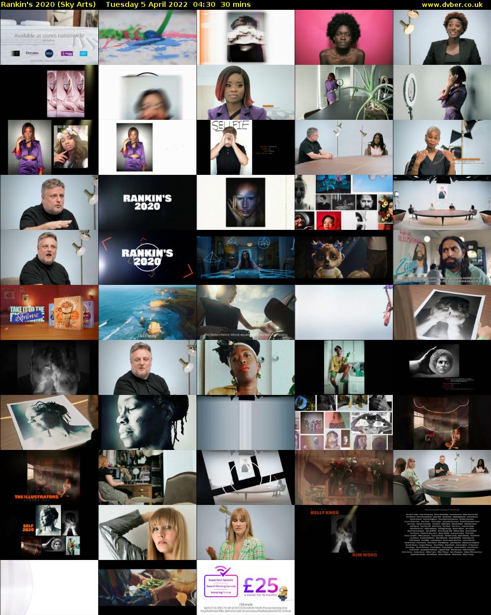 Rankin's 2020 (Sky Arts) Tuesday 5 April 2022 04:30 - 05:00