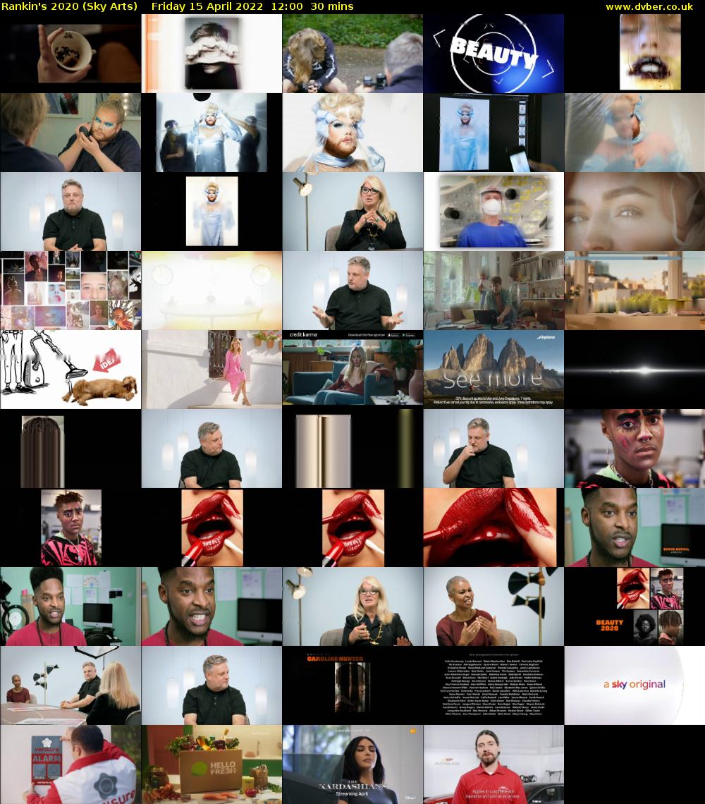 Rankin's 2020 (Sky Arts) Friday 15 April 2022 12:00 - 12:30