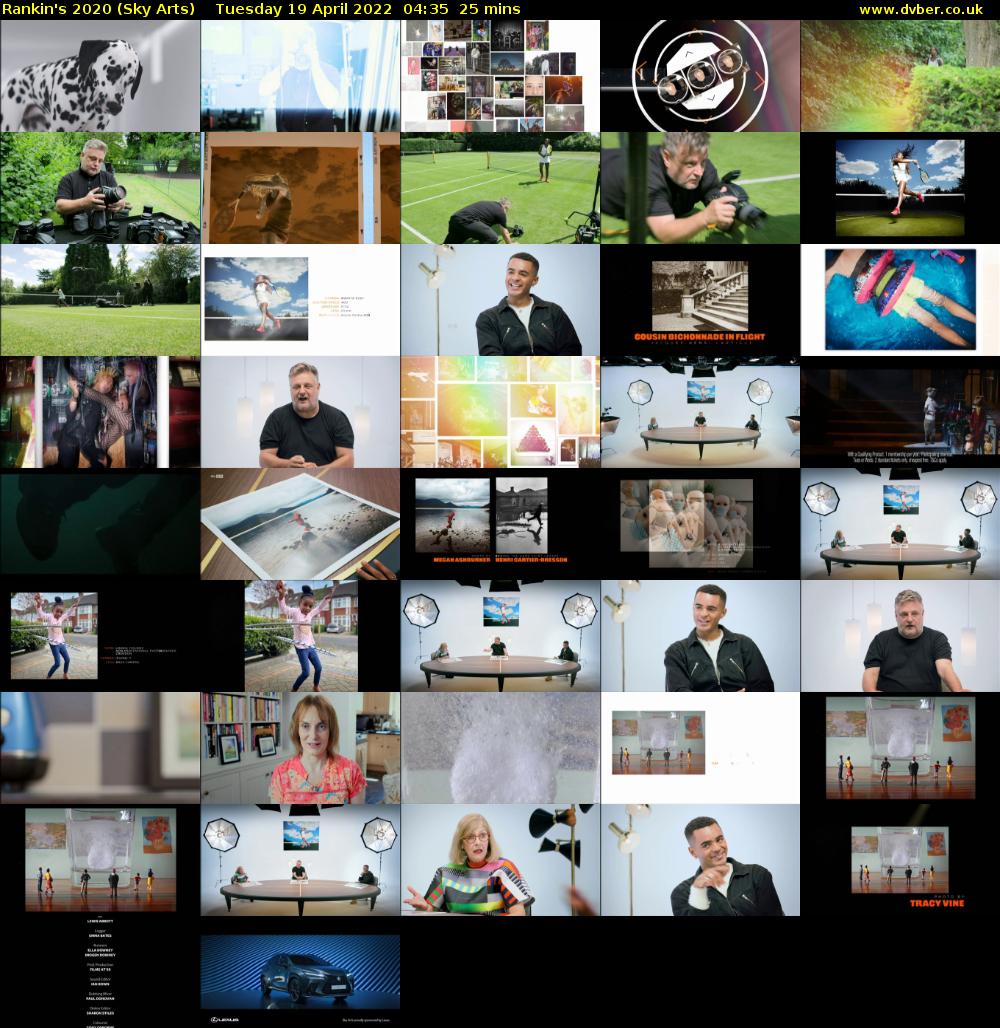 Rankin's 2020 (Sky Arts) Tuesday 19 April 2022 04:35 - 05:00