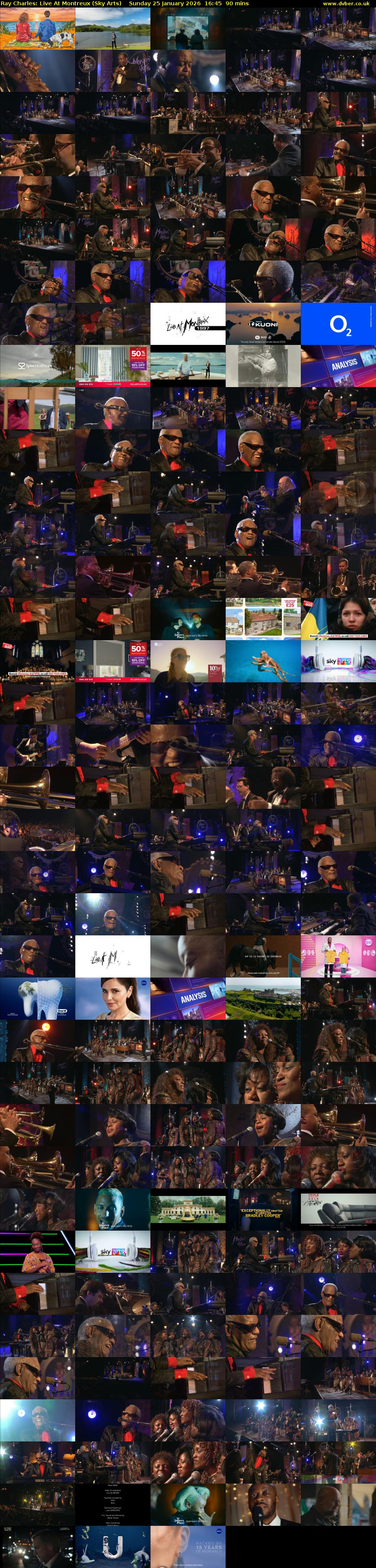 Ray Charles: Live At Montreux (Sky Arts) Sunday 25 January 2026 16:45 - 18:15