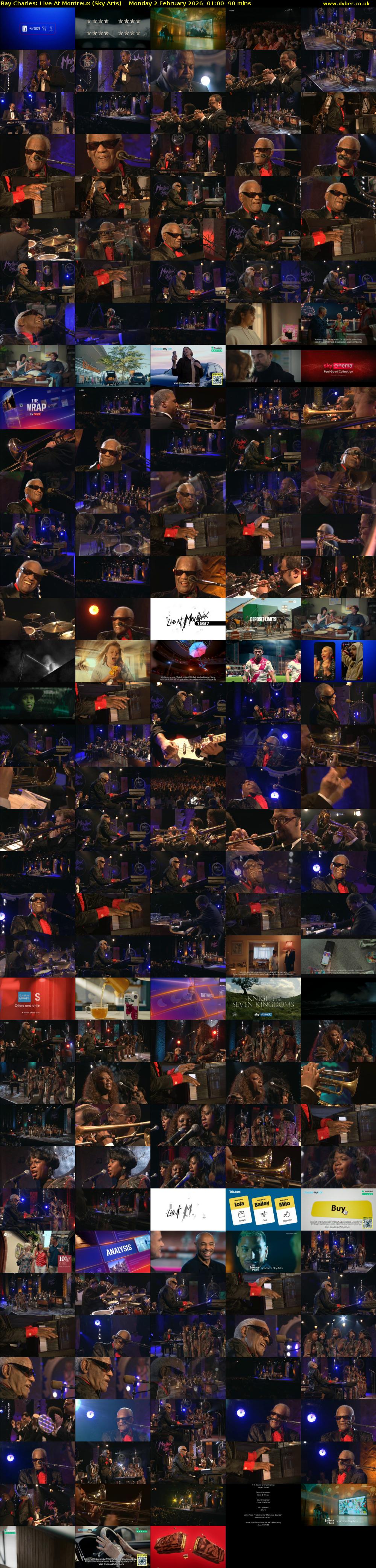 Ray Charles: Live At Montreux (Sky Arts) Monday 2 February 2026 01:00 - 02:30