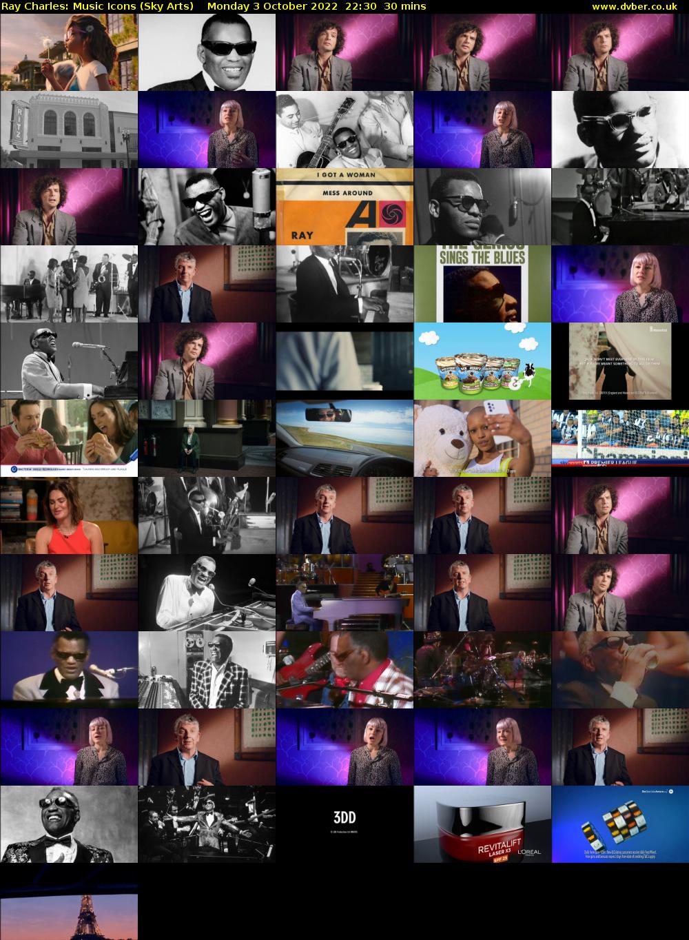 Ray Charles: Music Icons (Sky Arts) Monday 3 October 2022 22:30 - 23:00