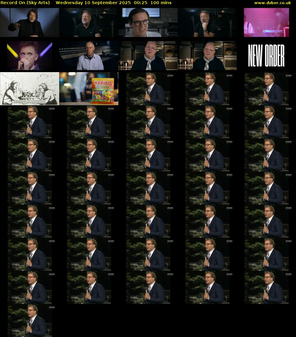 Record On (Sky Arts) Wednesday 10 September 2025 00:25 - 02:05