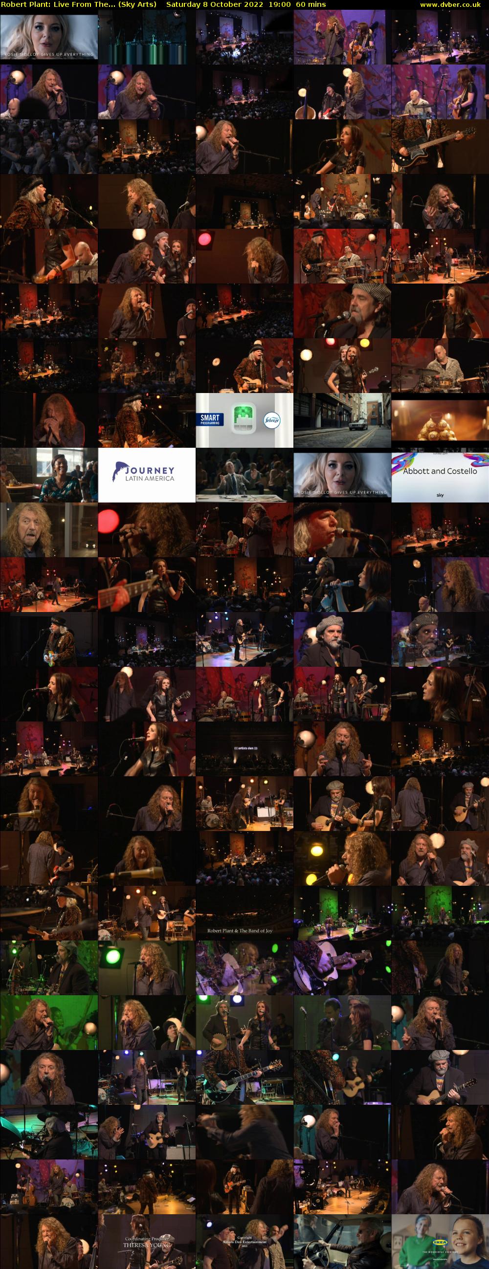 Robert Plant: Live From The... (Sky Arts) Saturday 8 October 2022 19:00 - 20:00