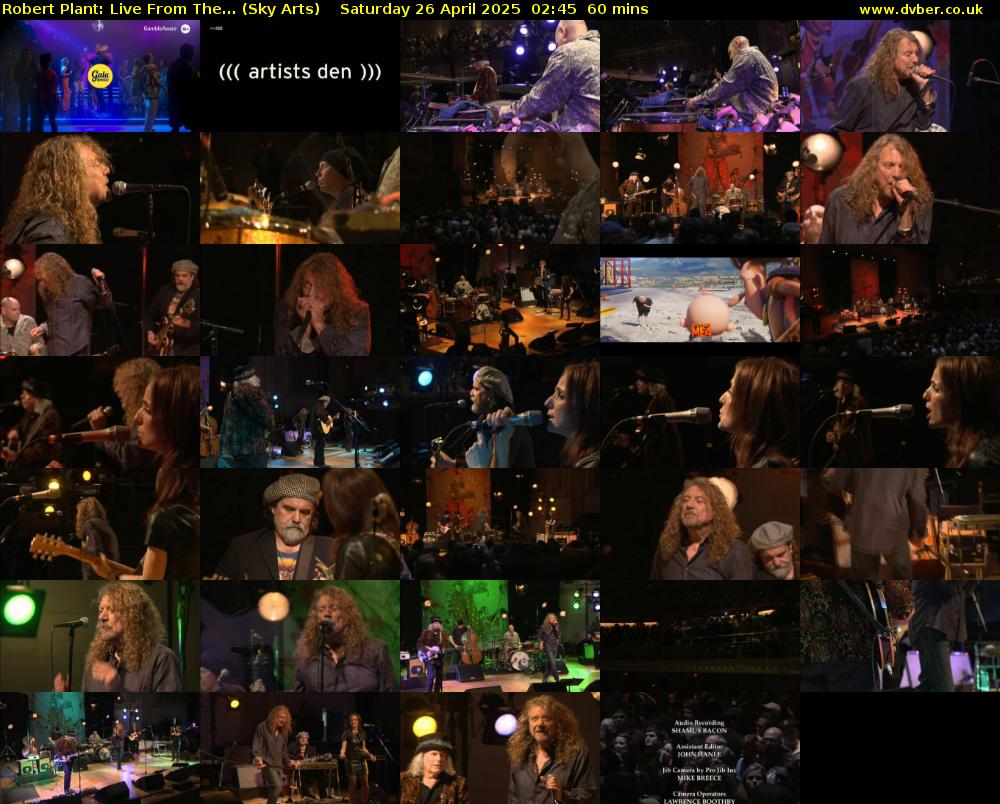 Robert Plant: Live From The... (Sky Arts) Saturday 26 April 2025 02:45 - 03:45