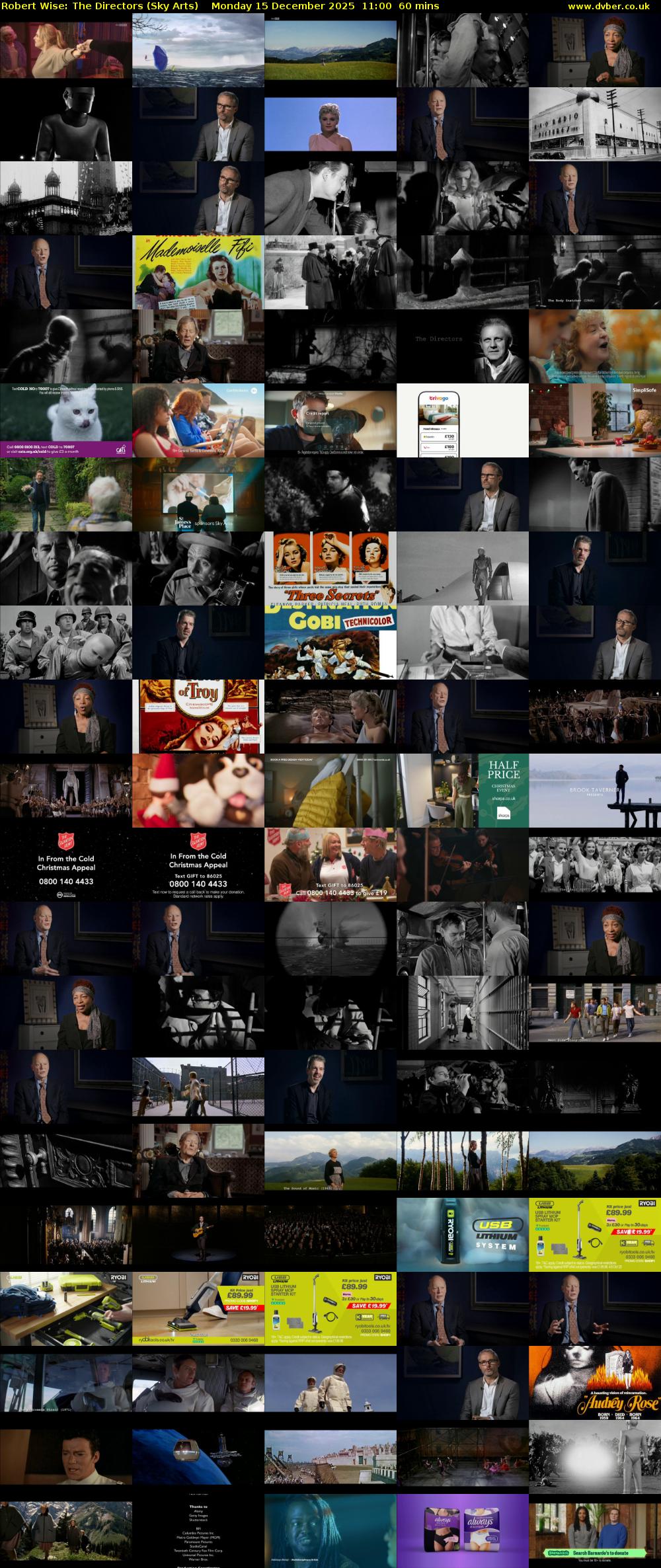 Robert Wise: The Directors (Sky Arts) Monday 15 December 2025 11:00 - 12:00