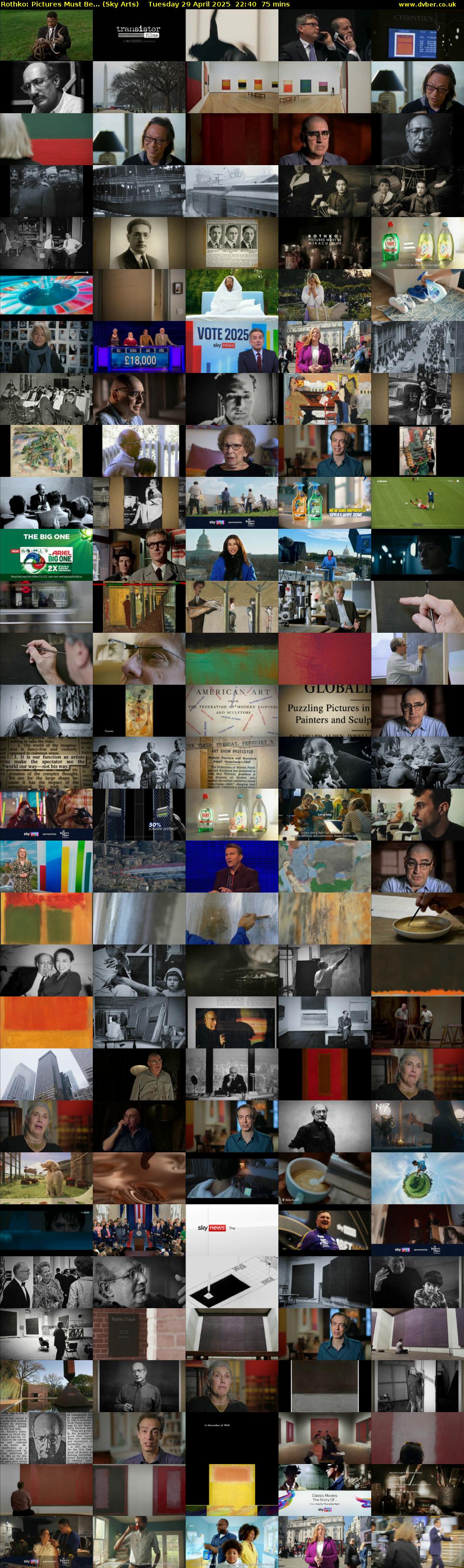Rothko: Pictures Must Be... (Sky Arts) Tuesday 29 April 2025 22:40 - 23:55