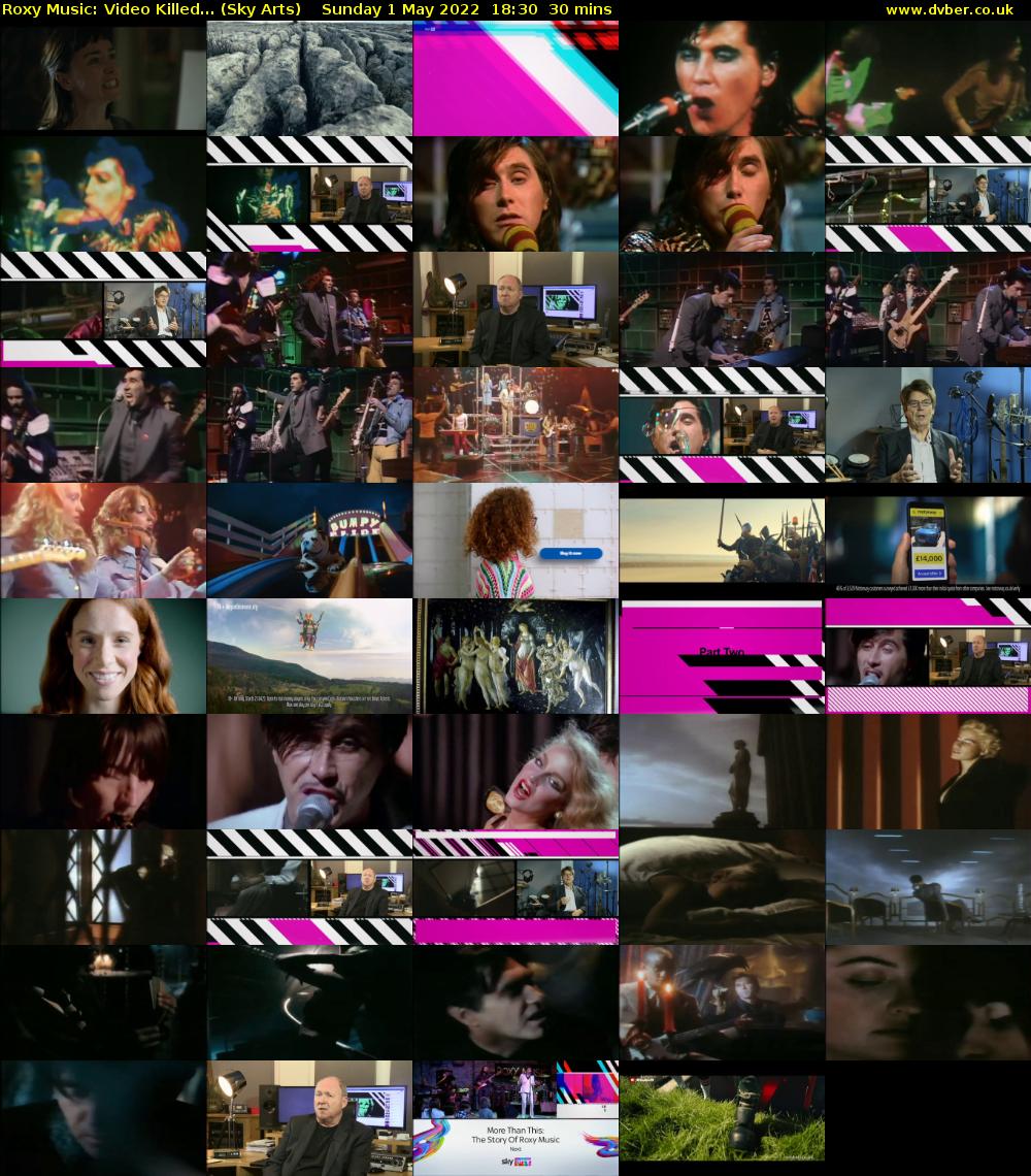 Roxy Music: Video Killed... (Sky Arts) Sunday 1 May 2022 18:30 - 19:00