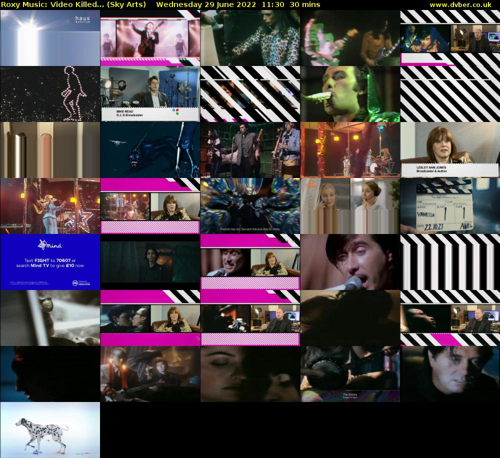 Roxy Music: Video Killed... (Sky Arts) Wednesday 29 June 2022 11:30 - 12:00