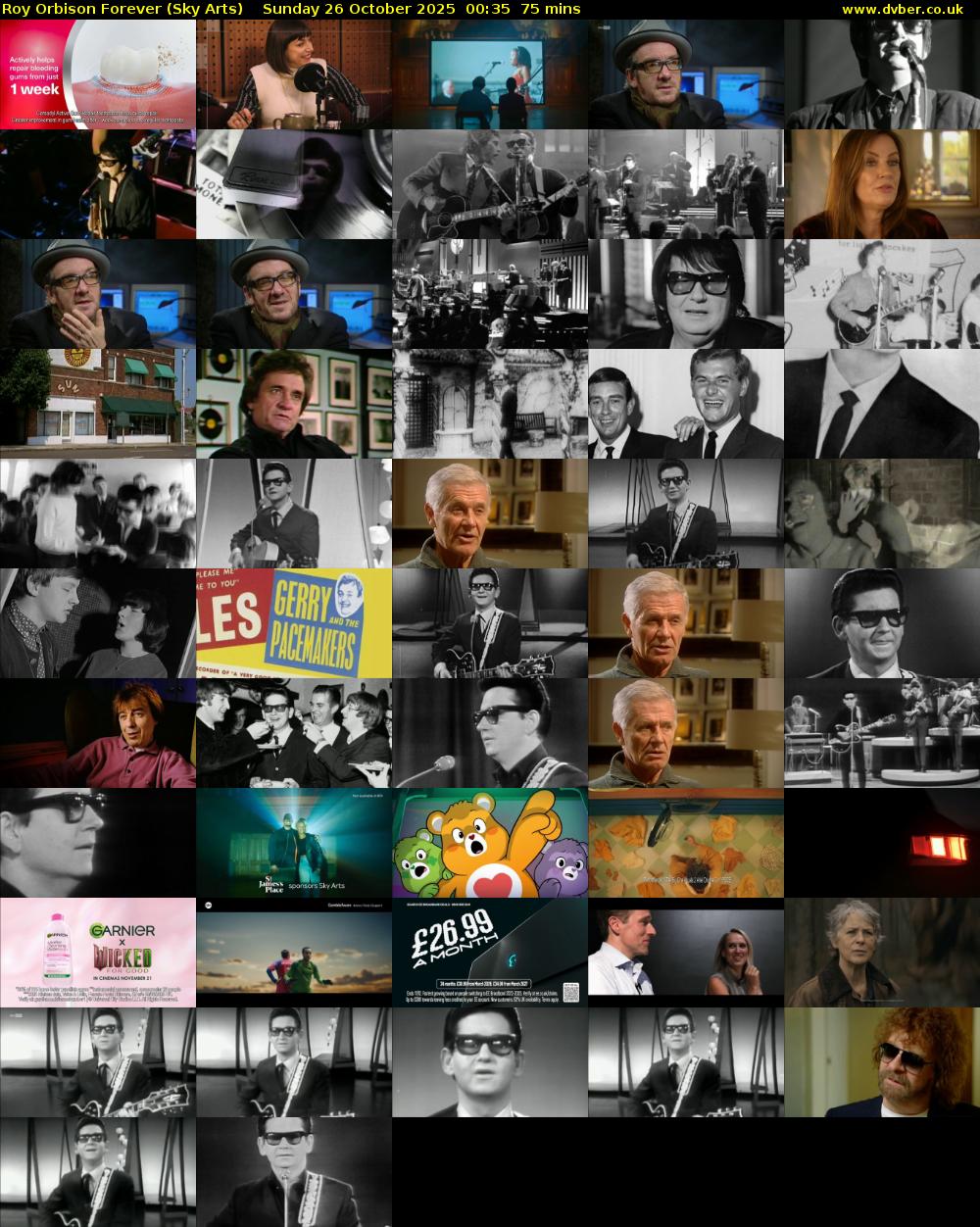 Roy Orbison Forever (Sky Arts) Sunday 26 October 2025 00:35 - 01:50
