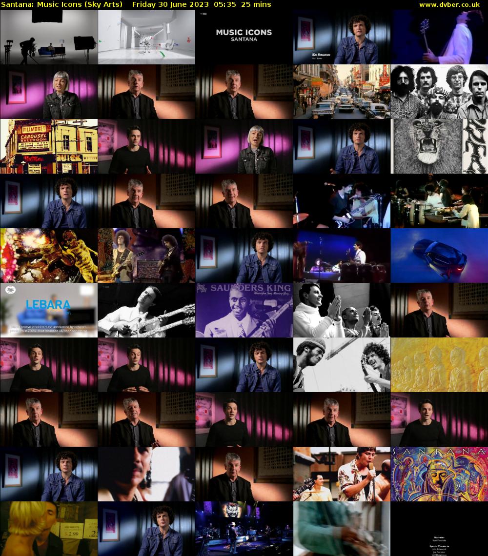 Santana: Music Icons (Sky Arts) Friday 30 June 2023 05:35 - 06:00